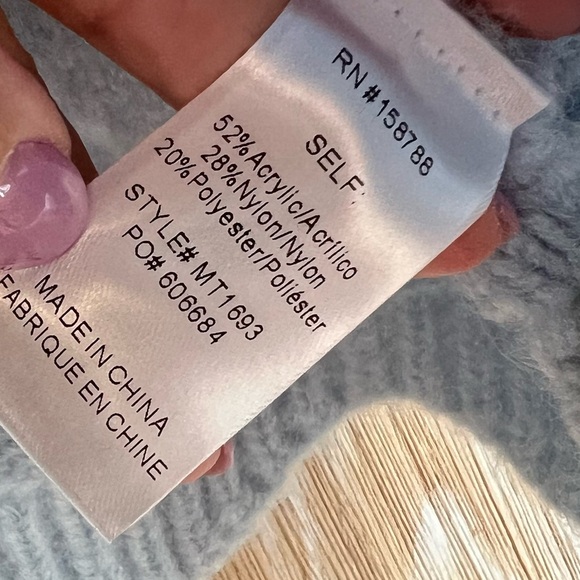 MAC collection Sky Blue Knit Sweater cream bows ties on sides size small - Picture 9 of 9